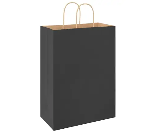 Papīra Maisiņi 250 Gab. Ar Rokturiem, Melni, 32X17X44 Cm Vidaxl