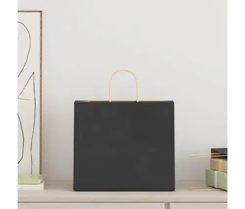 Papīra Maisiņi 250 Gab. Ar Rokturiem, Melni, 32X22X28 Cm Vidaxl