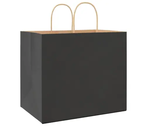 Papīra Maisiņi 250 Gab. Ar Rokturiem, Melni, 32X22X28 Cm Vidaxl