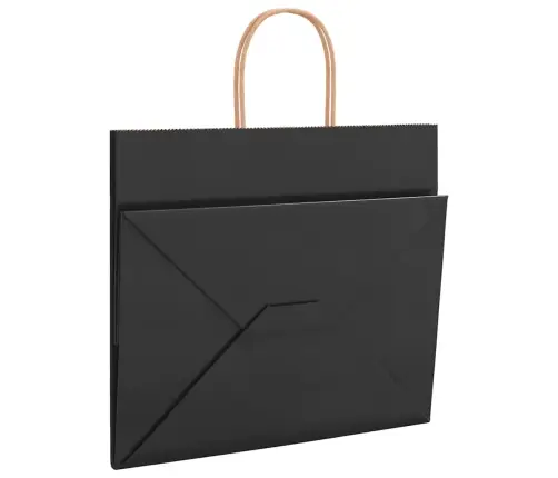 Papīra Maisiņi 250 Gab. Ar Rokturiem, Melni, 32X22X28 Cm Vidaxl