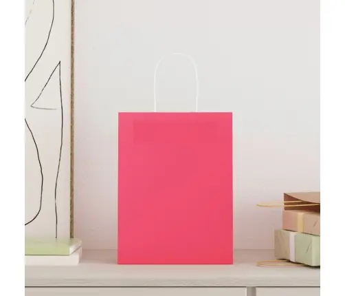 Paberkotid, 50 Tk, Käepidemetega, Roosa, 21X11X28 Cm