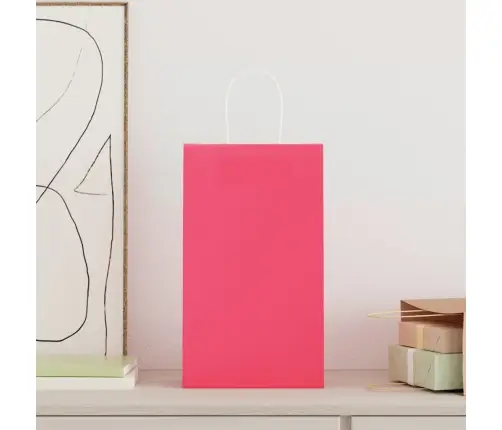 Paberkotid, 50 Tk, Käepidemetega, Roosa, 21X11X36 Cm