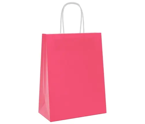 Papīra Maisiņi 250 Gab. Ar Rokturiem, Rozā, 21X11X28 Cm Vidaxl