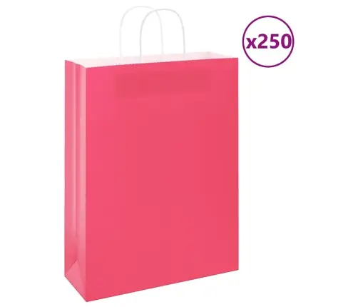 Papīra Maisiņi 250 Gab. Ar Rokturiem, Rozā, 32X12X42 Cm Vidaxl