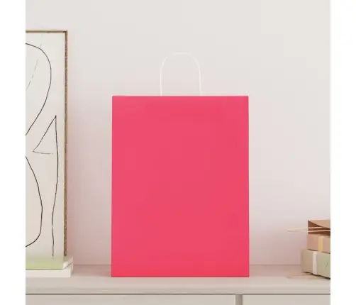 Papīra Maisiņi 250 Gab. Ar Rokturiem, Rozā, 32X12X42 Cm Vidaxl