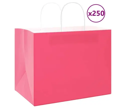 Papīra Maisiņi 250 Gab. Ar Rokturiem, Rozā, 32X22X24 Cm Vidaxl