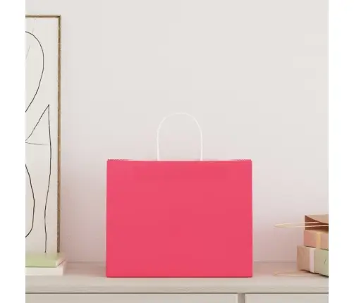 Papīra Maisiņi 250 Gab. Ar Rokturiem, Rozā, 32X22X24 Cm Vidaxl