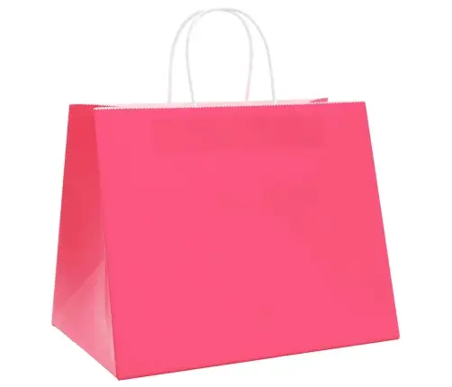 Papīra Maisiņi 250 Gab. Ar Rokturiem, Rozā, 32X22X24 Cm Vidaxl