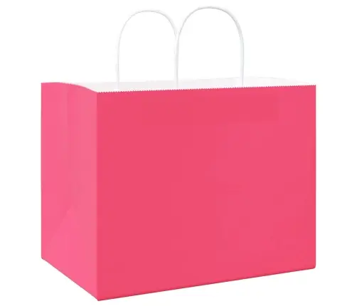 Papīra Maisiņi 250 Gab. Ar Rokturiem, Rozā, 32X22X24 Cm Vidaxl