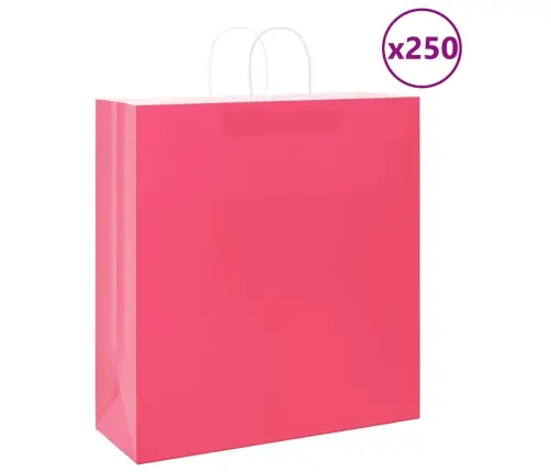 Papīra Maisiņi 250 Gab. Ar Rokturiem, Rozā, 45X17X48 Cm Vidaxl