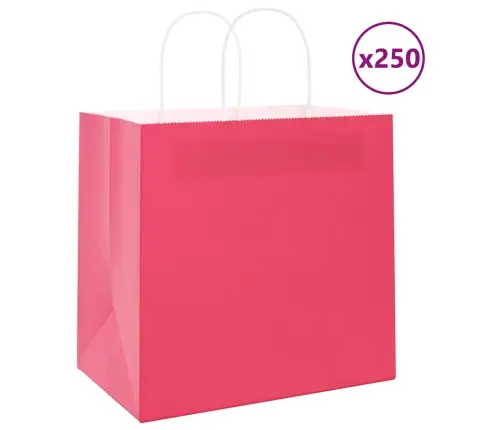 Papīra Maisiņi 250 Gab. Ar Rokturiem, Rozā, 54X15X49 Cm Vidaxl