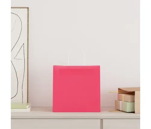 Papīra Maisiņi 250 Gab. Ar Rokturiem, Rozā, 54X15X49 Cm Vidaxl