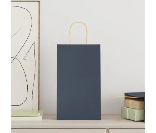 Papīra Maisiņi 250 Gab. Ar Rokturiem, Zili, 21X11X36 Cm Vidaxl