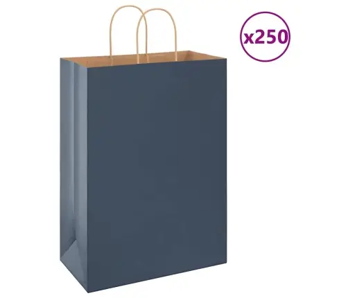 Papīra Maisiņi 250 Gab. Ar Rokturiem, Zili, 32X17X44 Cm Vidaxl