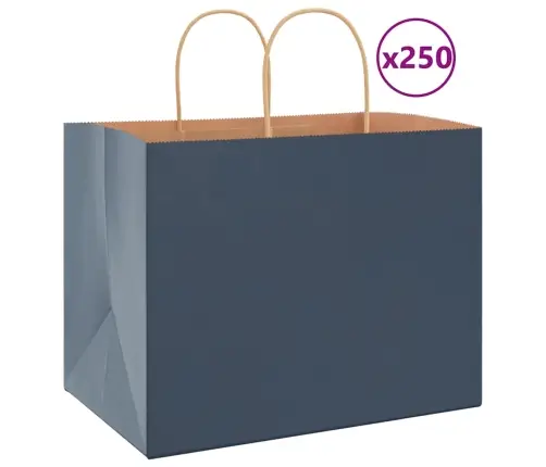 Papīra Maisiņi 250 Gab. Ar Rokturiem, Zili, 32X22X24 Cm Vidaxl