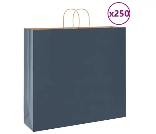 Papīra Maisiņi 250 Gab. Ar Rokturiem, Zili, 54X15X49 Cm Vidaxl