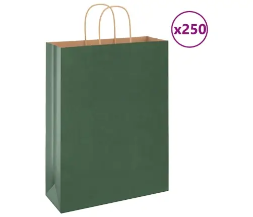 Paberkotid, 250 Tk, Käepidemetega, Roheline, 32X12X42 Cm