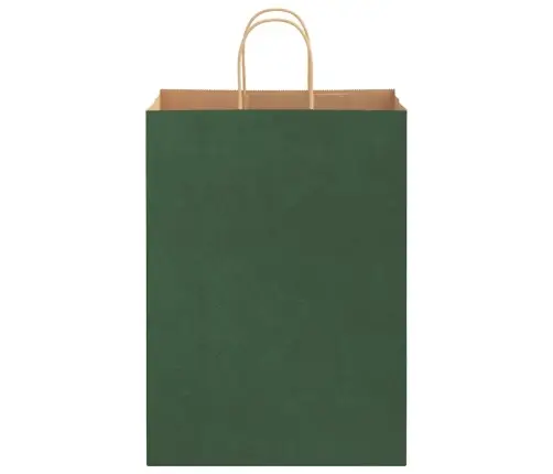 Papīra Maisiņi 250 Gab. Ar Rokturiem, Zaļi, 32X17X44 Cm Vidaxl