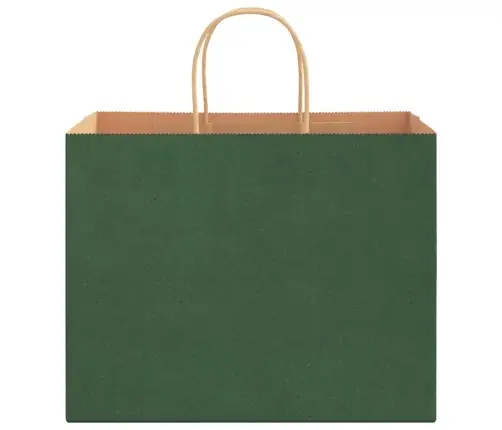 Papīra Maisiņi 250 Gab. Ar Rokturiem, Zaļi, 32X22X24 Cm Vidaxl