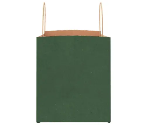 Papīra Maisiņi 250 Gab. Ar Rokturiem, Zaļi, 32X22X24 Cm Vidaxl