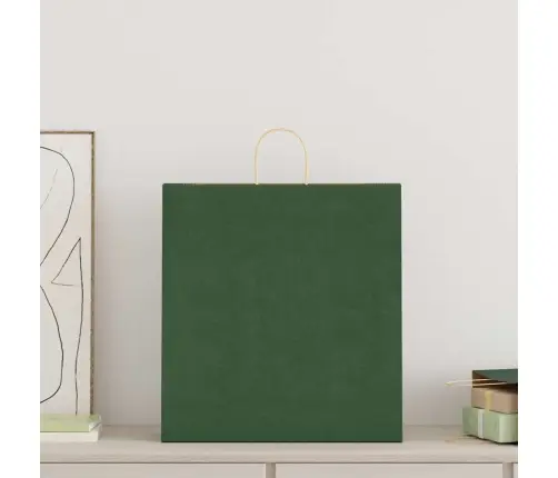 Papīra Maisiņi 250 Gab. Ar Rokturiem, Zaļi, 45X17X48 Cm Vidaxl