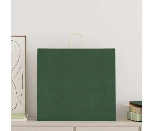 Papīra Maisiņi 250 Gab. Ar Rokturiem, Zaļi, 54X15X49 Cm Vidaxl
