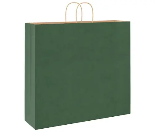Papīra Maisiņi 250 Gab. Ar Rokturiem, Zaļi, 54X15X49 Cm Vidaxl