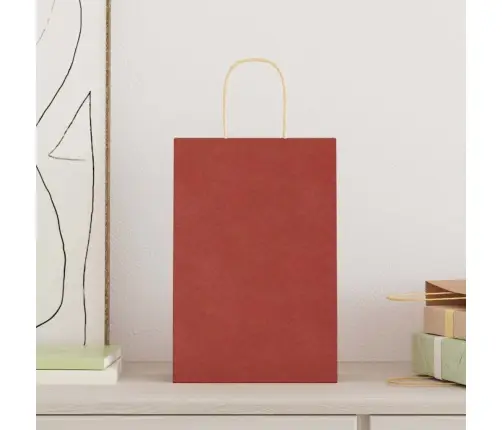 Papīra Maisiņi 250 Gab. Ar Rokturiem, Sarkani, 21X11X31 Cm Vidaxl