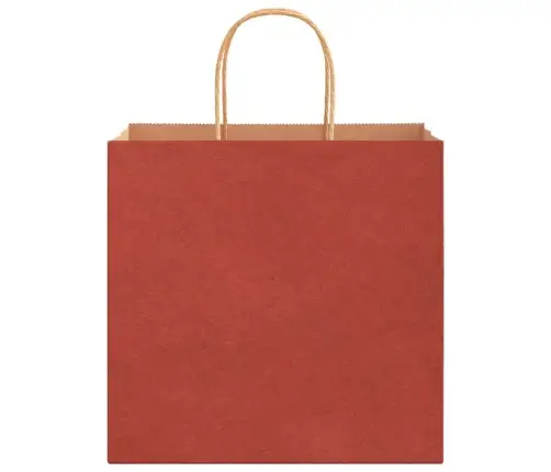 Popieriniai Maišeliai 250Vnt. Su Rankenomis Raudonos 26X17X25Cm