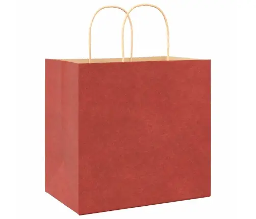 Popieriniai Maišeliai 250Vnt. Su Rankenomis Raudonos 26X17X25Cm