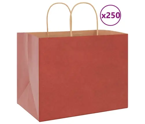 Paberkotid, 250 Tk, Käepidemetega, Punane, 32X22X24 Cm