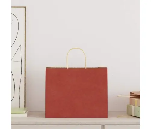 Paberkotid, 250 Tk, Käepidemetega, Punane, 32X22X24 Cm