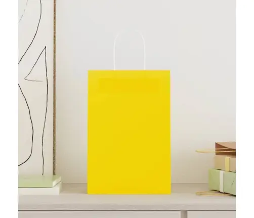 Papīra Maisiņi 50 Gab. Ar Rokturiem, Dzelteni, 21X11X31 Cm Vidaxl