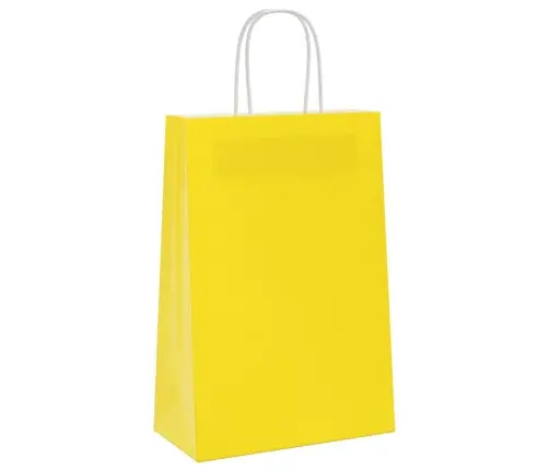 Papīra Maisiņi 50 Gab. Ar Rokturiem, Dzelteni, 21X11X31 Cm Vidaxl