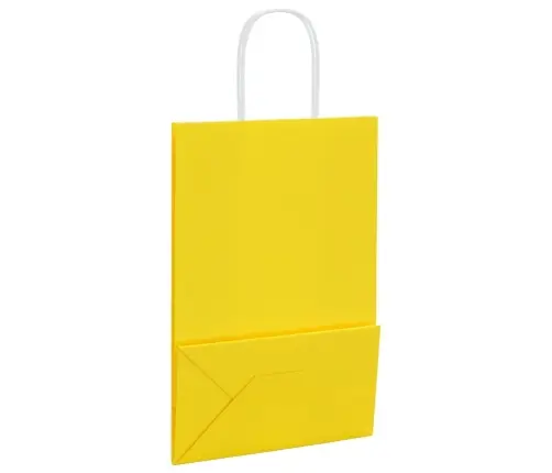 Papīra Maisiņi 50 Gab. Ar Rokturiem, Dzelteni, 21X11X31 Cm Vidaxl