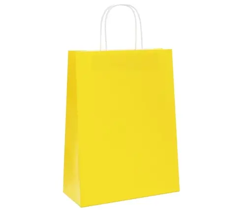 Papīra Maisiņi 50 Gab. Ar Rokturiem, Dzelteni, 26X12X35 Cm Vidaxl