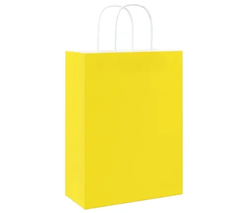 Papīra Maisiņi 50 Gab. Ar Rokturiem, Dzelteni, 26X12X35 Cm Vidaxl