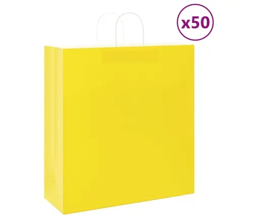 Paberkotid, 50 Tk, Käepidemetega, Kollane, 45X17X48 Cm