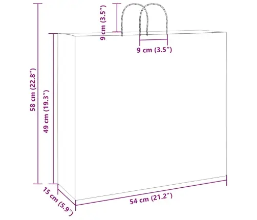 Popieriniai Maišeliai 50Vnt. Su Rankenomis, Geltonos 54X15X49Cm