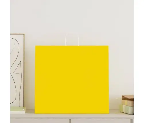 Popieriniai Maišeliai 50Vnt. Su Rankenomis, Geltonos 54X15X49Cm