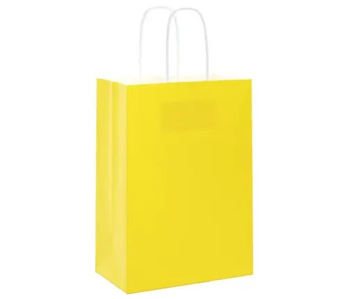 Papīra Maisiņi 250 Gab. Ar Rokturiem, Dzelteni, 15X8X21 Cm Vidaxl