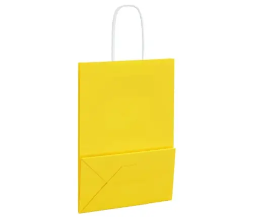 Papīra Maisiņi 250 Gab. Ar Rokturiem, Dzelteni, 15X8X21 Cm Vidaxl