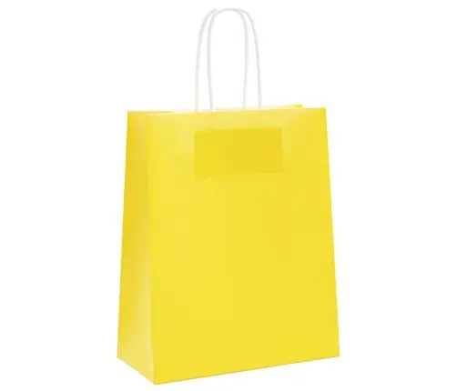 Papīra Maisiņi 250 Gab. Ar Rokturiem, Dzelteni, 18X8X22 Cm Vidaxl