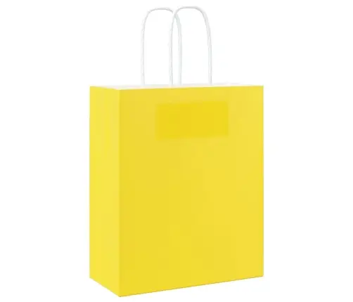 Papīra Maisiņi 250 Gab. Ar Rokturiem, Dzelteni, 18X8X22 Cm Vidaxl