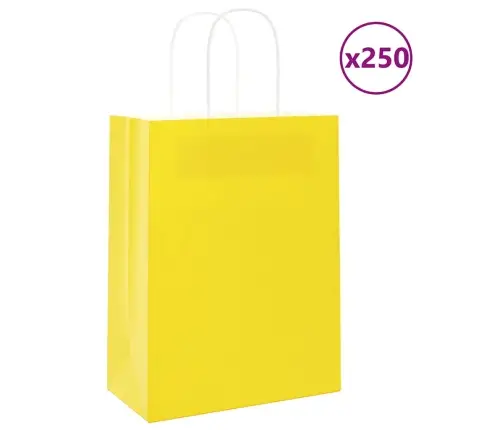 Paberkotid, 250 Tk, Käepidemetega, Kollane, 21X11X28 Cm