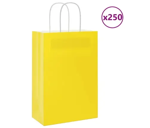 Paberkotid, 250 Tk, Käepidemetega, Kollane, 21X11X31 Cm
