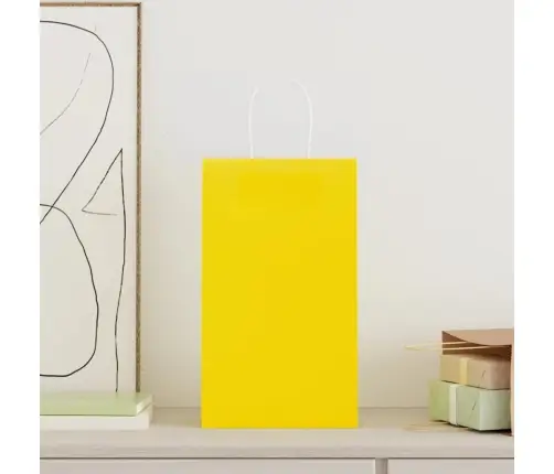 Papīra Maisiņi 250 Gab. Ar Rokturiem, Dzelteni, 21X11X36 Cm Vidaxl