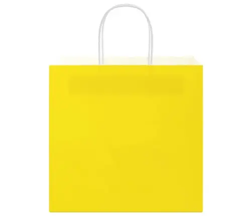 Papīra Maisiņi 250 Gab. Ar Rokturiem, Dzelteni, 21X11X36 Cm Vidaxl