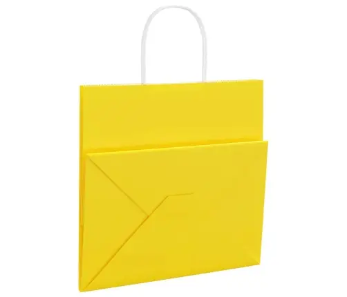 Papīra Maisiņi 250 Gab. Ar Rokturiem, Dzelteni, 21X11X36 Cm Vidaxl