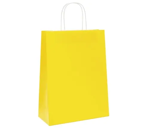 Papīra Maisiņi 250 Gab. Ar Rokturiem, Dzelteni, 26X12X35 Cm Vidaxl